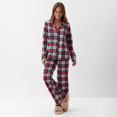 Пижама новогодняя женская (рубашка, брюки) KAFTAN Christmas time, размер 40-42