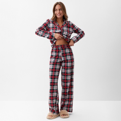 Пижама новогодняя женская (рубашка, брюки) KAFTAN Christmas time, размер 40-42