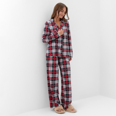Пижама новогодняя женская (рубашка, брюки) KAFTAN Christmas time, размер 40-42