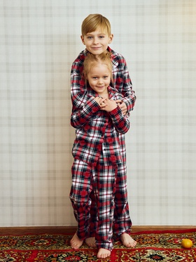 Пижама детская новогодняя (рубашка, брюки) KAFTAN Christmas time, размер 28 (86-92 см), бело-красная