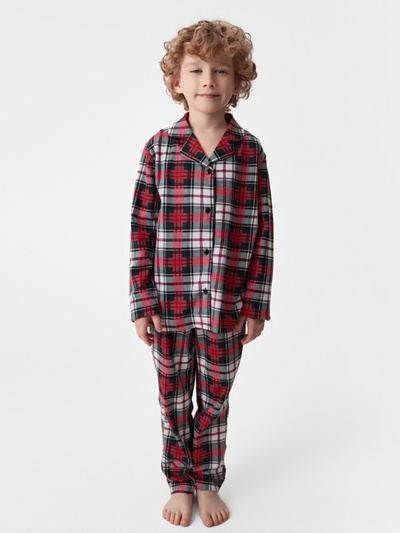 Пижама детская новогодняя (рубашка, брюки) KAFTAN Christmas time, размер 28 (86-92 см), бело-красная
