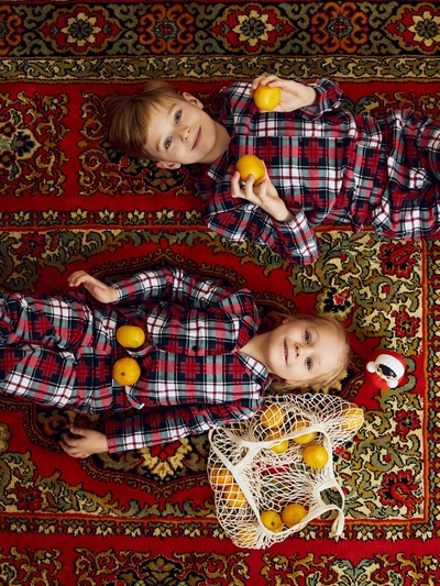 Пижама детская новогодняя (рубашка, брюки) KAFTAN Christmas time, размер 34 (122-128 см), бело-красная
