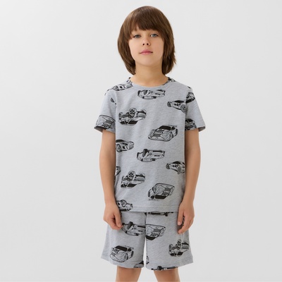 Пижама детская: футболка, шорты, KAFTAN Cars, серая, рост 110-116 см