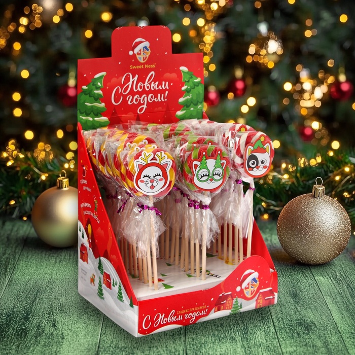 Карамель леденцовая новогодняя фигурная Sweet Ness "Новогодние котики", 15 г - Фото 1