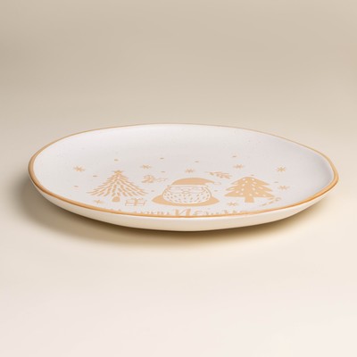 Тарелка SL Home «С Новым Годом», d=27 см, керамика, белая