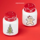 Набор для специй новогодний Доляна Sweet Treats, солонка 130 мл, перечница 130 мл, керамика, белый - Фото 2