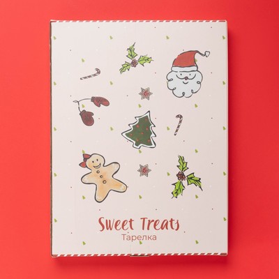 Тарелка новогодняя Доляна Sweet Treats, 37.5×28×2.5 см, керамика, белая
