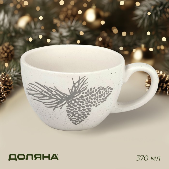 Кружка новогодняя Доляна Snow cones, 370 мл, 14.5×10.8×7.2 см, керамика, белая - Фото 1