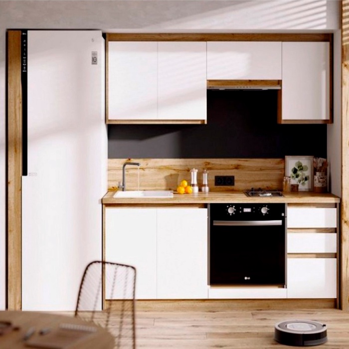 Кухня прямая «Ольвия – 6», 1800×600×2150 мм, цвет дуб вотан/белый глянец - Фото 1