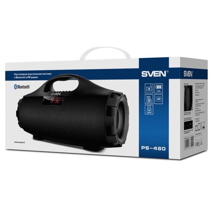 Колонка порт. Sven PS-460 черный 18W 1.0 BT/USB 10м 1800mAh (SV-015237) - фото 51656227