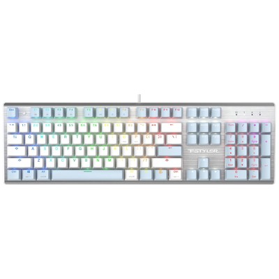 Клавиатура A4Tech Fstyler FS100 Neon, механическая, игровая, с подсветкой, USB, синий/белый (FS100)