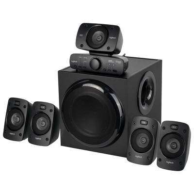 Колонки Logitech Z906, формат акустики 5.1.1000 Вт, МДФ, от сети, чёрные