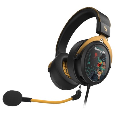 Наушники с микрофоном A4Tech Bloody M595 Renegade, оголовье, USB, 2.3 м, мониторные, 2.3 м, с рисунком