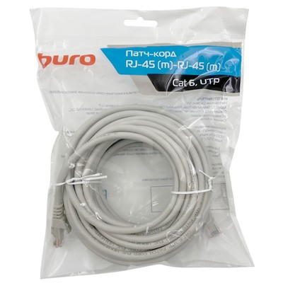 Патч-корд Buro UTP 4 пары cat6 CCA molded 10м серый RJ-45 (m)-RJ-45 (m)