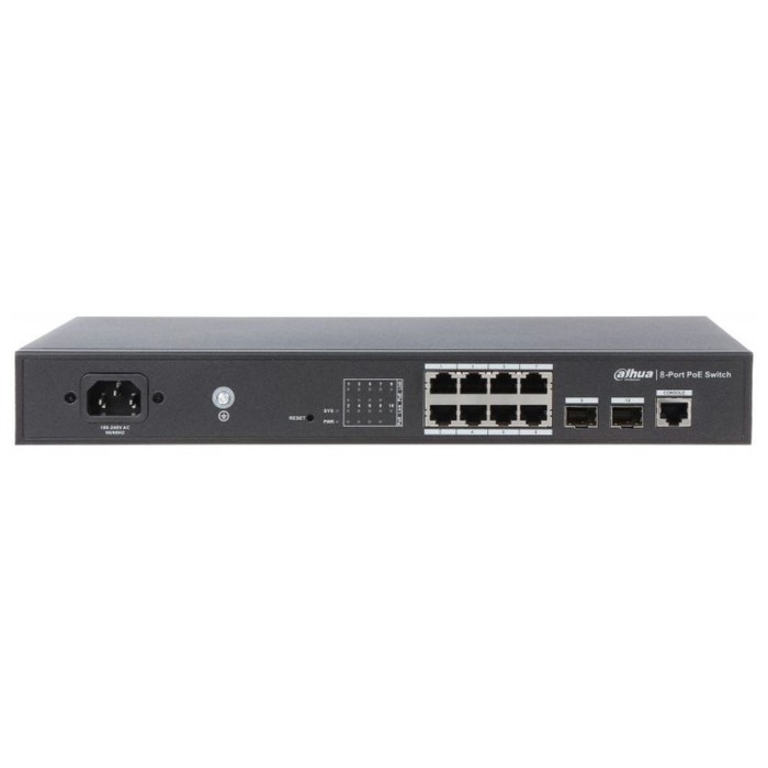 Коммутатор Dahua DH-PFS4210-8GT-150 (L2) 8x1Гбит/с 2SFP 8PoE+ 150W управляемый - Фото 1