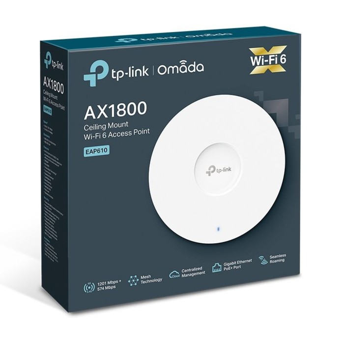 Точка доступа TP-Link EAP610 AX1800 10/100/1000BASE-TX белый - фото 51658290