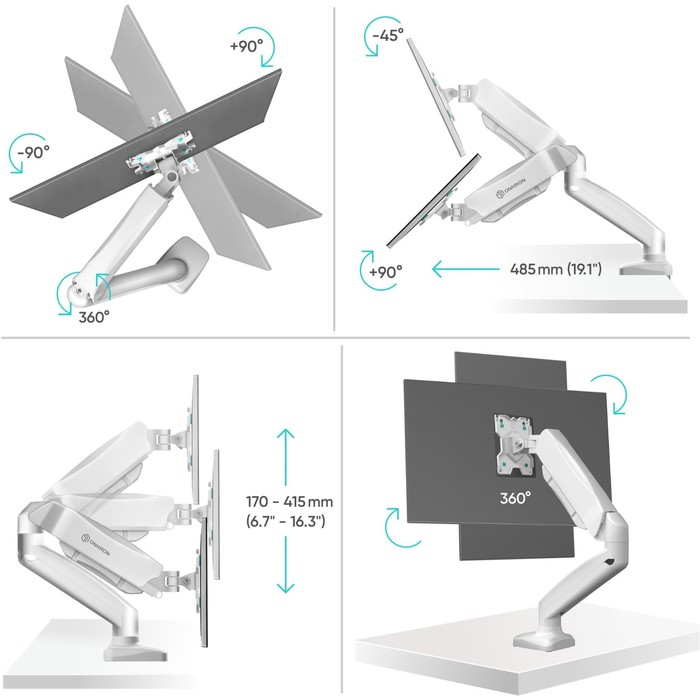 Кронштейн для мониторов Onkron G80W белый 13"-32" макс.8кг настольный поворот и наклон верт   107755 - фото 51658664