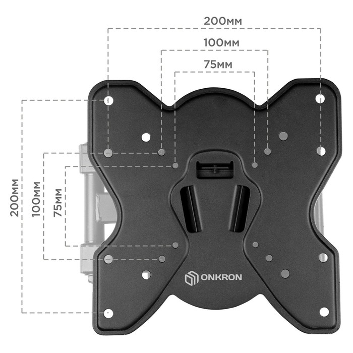 Кронштейн для телевизора Onkron M4S черный 17"-43" макс.35кг настенный поворот и наклон - фото 51658785