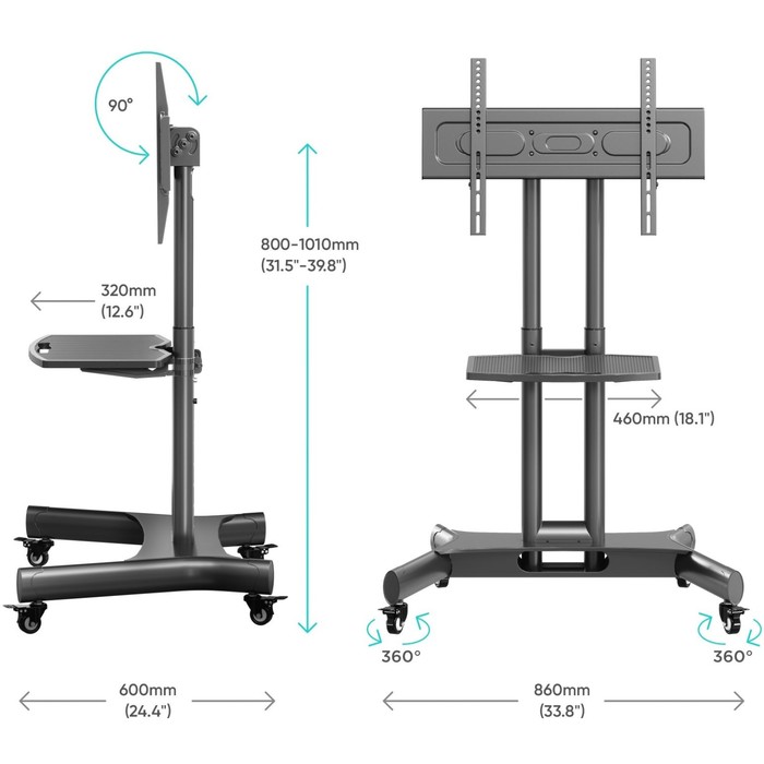 Стойка для телевизора Onkron TS1350 черный 32"-70" макс.45кг напольный мобильный - фото 51658831