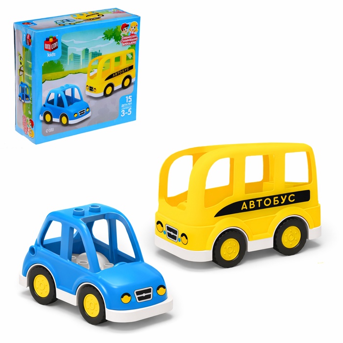 УЦЕНКА Конструктор UNICON «Транспорт», наклейки в наборе, 12 деталей - Фото 1