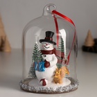 Фигурка-подвеска «Снеговик с ёлкой, белкой и подарками под куполом», ёлочная игрушка, 9.5×9.5×12.5 см - Фото 2