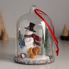 Фигурка-подвеска «Снеговик с ёлкой, белкой и подарками под куполом», ёлочная игрушка, 9.5×9.5×12.5 см - Фото 5