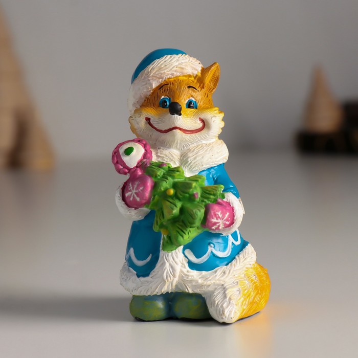 Фигурка полистоун «Лиса снегурочка с ёлочкой», 4.5×4.5×8.5 см - Фото 1