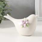 Фигурка керамика «Птичка белая с сиреневым цветком», 12.4×5×6.7 см - Фото 1