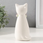 Фигурка керамика «Котик белый сидящий с цветочным ошейником», 6.5×6.2×14.3 см - Фото 4