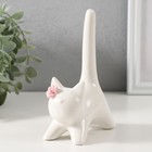 Фигурка керамика «Котик белый с длинным хвостом и розовым цветком», 9.4×5.3×14 см - Фото 2