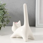 Фигурка керамика «Котик белый с длинным хвостом и розовым цветком», 9.4×5.3×14 см - Фото 4