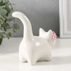 Фигурка керамика «Котик белый пухлый с розовыми цветочками», 7.8×5×10 см - Фото 3