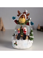 Снежный шар новогодний стеклянный «Лосик в сугробе», музыкальный, световой, d=8.5 см, 13×12×18.5 см - Фото 2