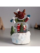 Снежный шар новогодний стеклянный «Лосик в сугробе», музыкальный, световой, d=8.5 см, 13×12×18.5 см - Фото 4