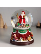 Снежный шар новогодний стеклянный «Дед Мороз и поезд крутится», музыкальный, d=12 см, 13.5×13.5×18 см - Фото 2