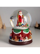 Снежный шар новогодний стеклянный «Дед Мороз и поезд крутится», музыкальный, d=12 см, 13.5×13.5×18 см - Фото 3