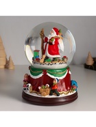 Сувенир полистоун водяной шар музыка "Дед Мороз и поезд" крутится d=12 см 13,5х13,5х18 см - фото 809090097