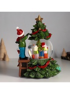 Снежный шар новогодний стеклянный «Мальчик наряжает ёлку», музыкальный, световой, d=10 см, 18×16×23 см - Фото 4