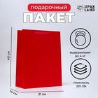 Пакет подарочный ламинированный вертикальный «Красный», L 31×40×14 см - Фото 1