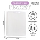 Пакет подарочный ламинированный вертикальный «Белый», L 31×40×14 см - Фото 1