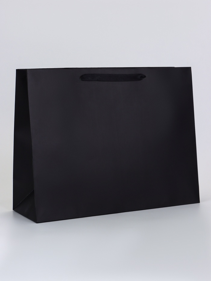 Пакет подарочный ламинированный горизонтальный «Черный», L 40×31×14 см - Фото 1