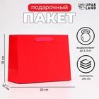 Пакет подарочный ламинированный «Красный», MS 23×18×10 см - Фото 1