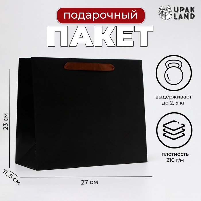 

Пакет ламинированный горизонтальный «Черный», ML 27 × 23 × 11.5 см