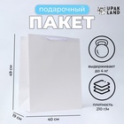 Пакет подарочный ламинированный вертикальный «Белый», XL 40×49×19 см - Фото 1