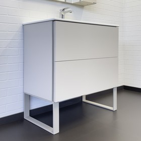 Тумба-умывальник Comforty «Бильбао-80Н» серый шёлк, раковина Comforty 80E