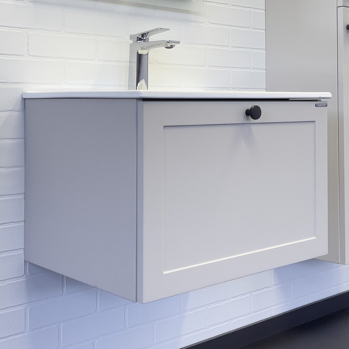 Тумба – умывальник Comforty «Ереван – 60», с раковиной Comforty 60E, цвет серый шёлк