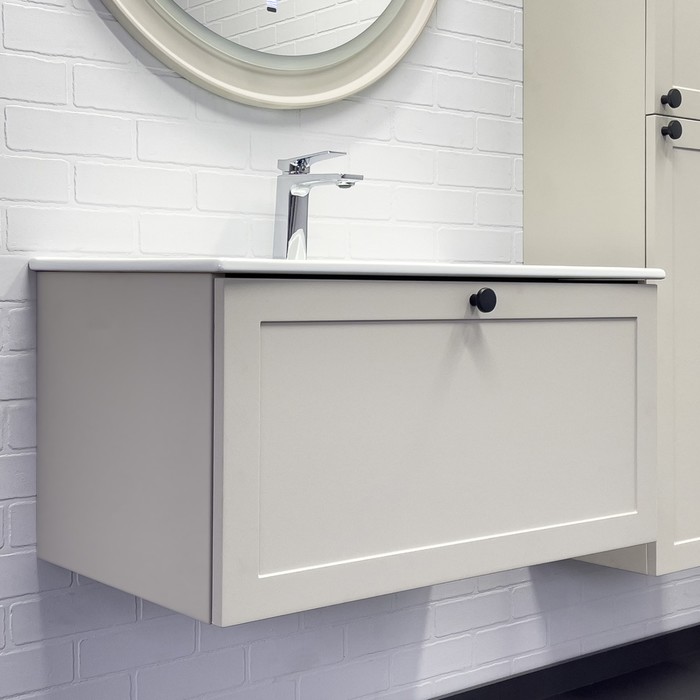 Тумба – умывальник Comforty «Ереван – 80», с раковиной Comforty 80E, цвет серый шёлк