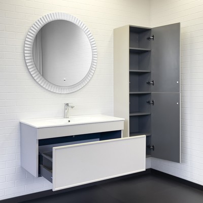 Тумба-умывальник Comforty «Мадрид-100» серый шёлк, раковина Comforty 100E