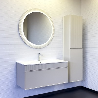 Шкаф – колонна для ванной комнаты «Мадрид – 40» Comforty, 400×300×1600 мм, цвет серый шёлк