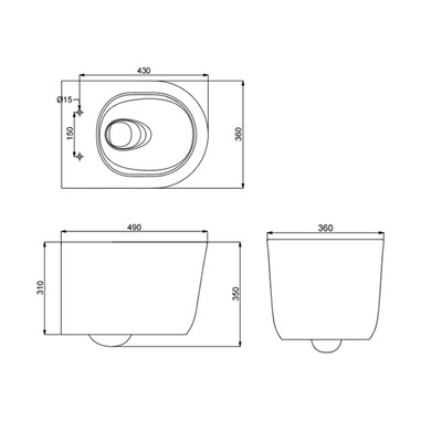 Унитаз подвесной Comforty CF3C789WH, безободковый, сиденье дюропласт, система смыва «Торнадо» 1073